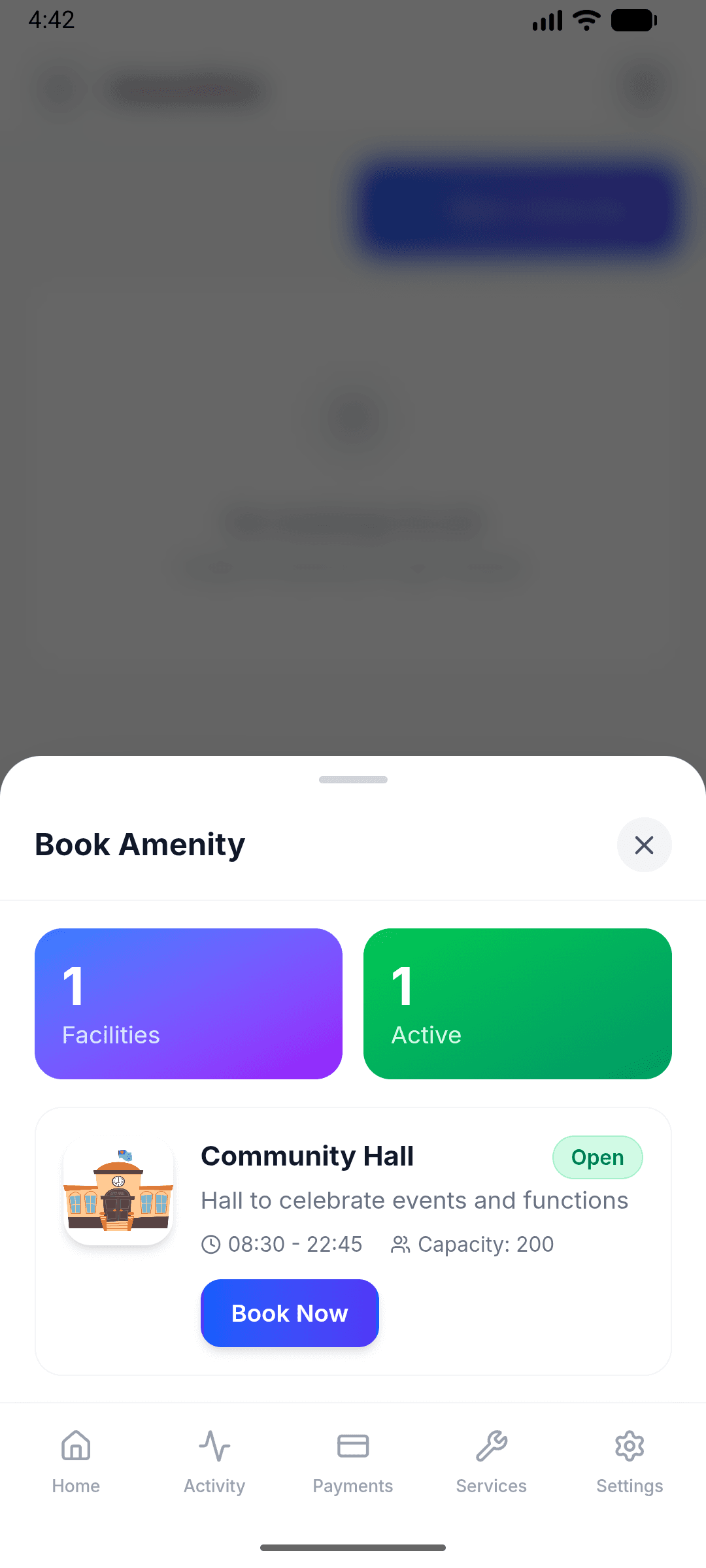 Amenity booking