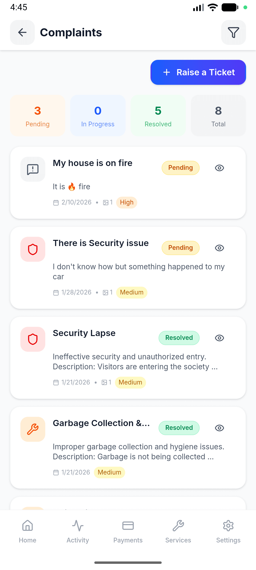 Complaints & tickets